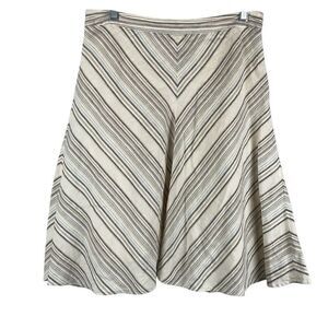 Banana Republic LINEN Vintage Y2K Chevron Striped Midi Skirt 4